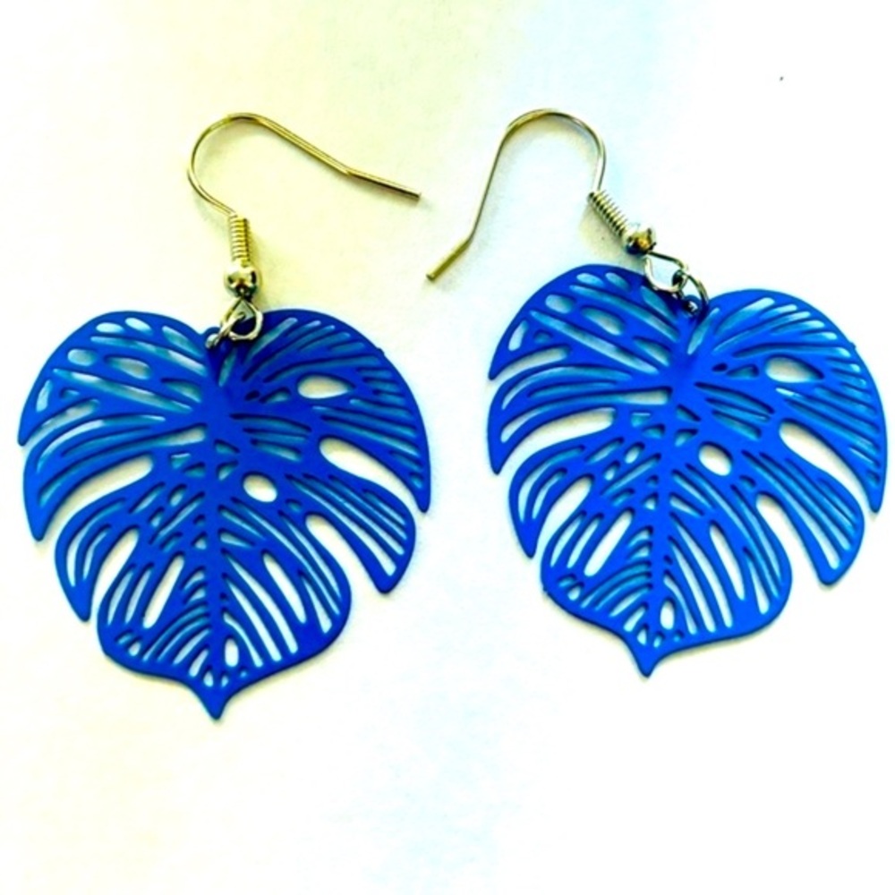 Monstera Deliciosa Leaf Filigree Earrings, Unworn, NWT